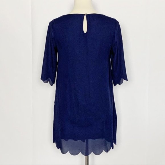 Tobi Navy Blue Mini Scalloped Edge Shift Dress - Picture 4 of 8